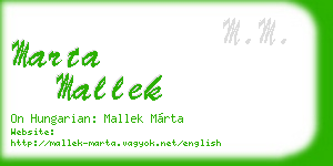 marta mallek business card